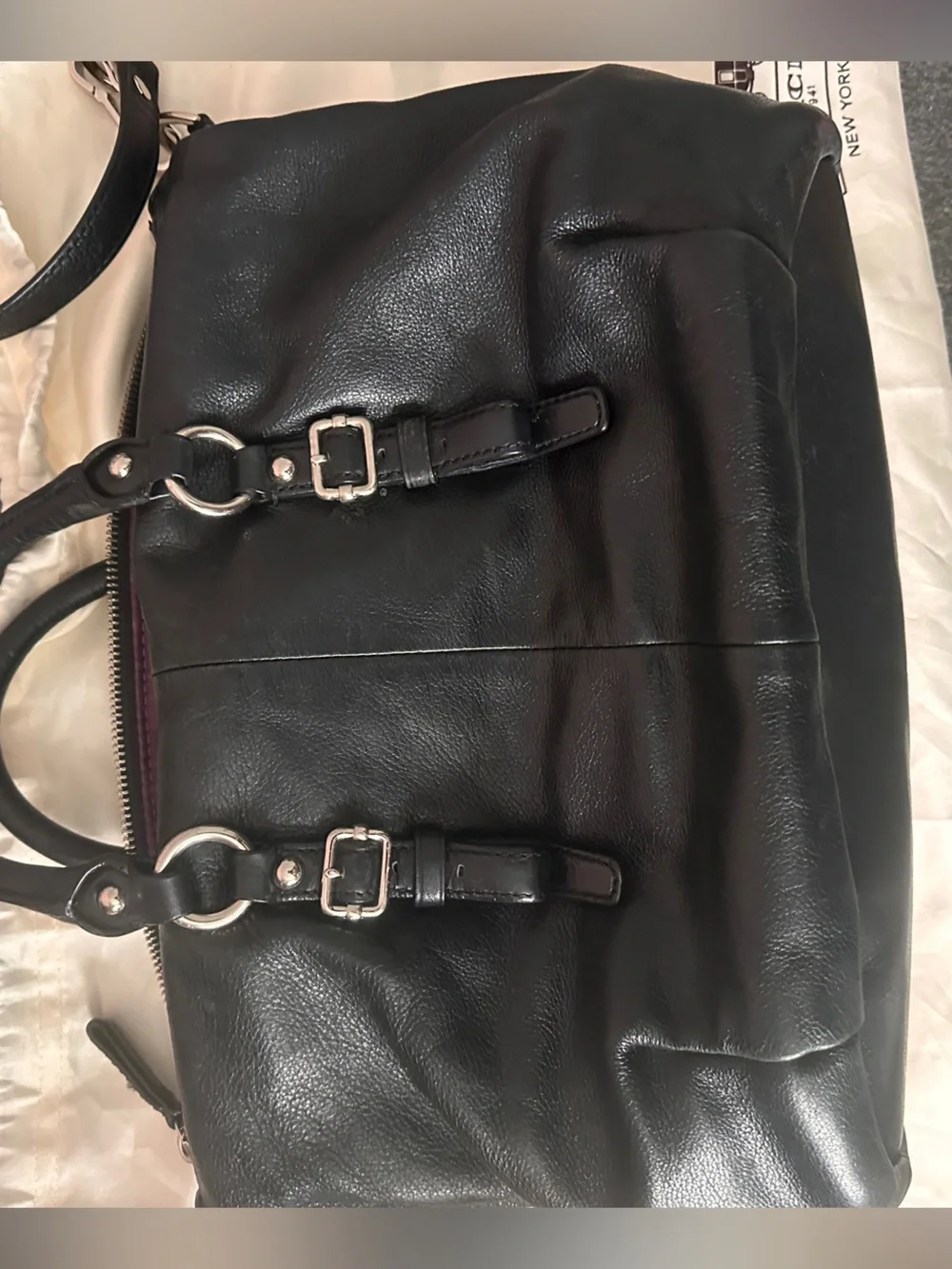 Coach Madison Black Juliet Hand Bag Purse w Dust Cover